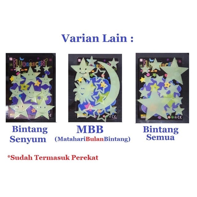 Stiker Dinding Glow Bervariasi Matahari Bulan Bintang 4