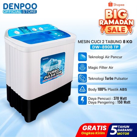 Denpoo Mandiri Indonesia Denpoo Mesin Cuci 2 Tabung DW-8908