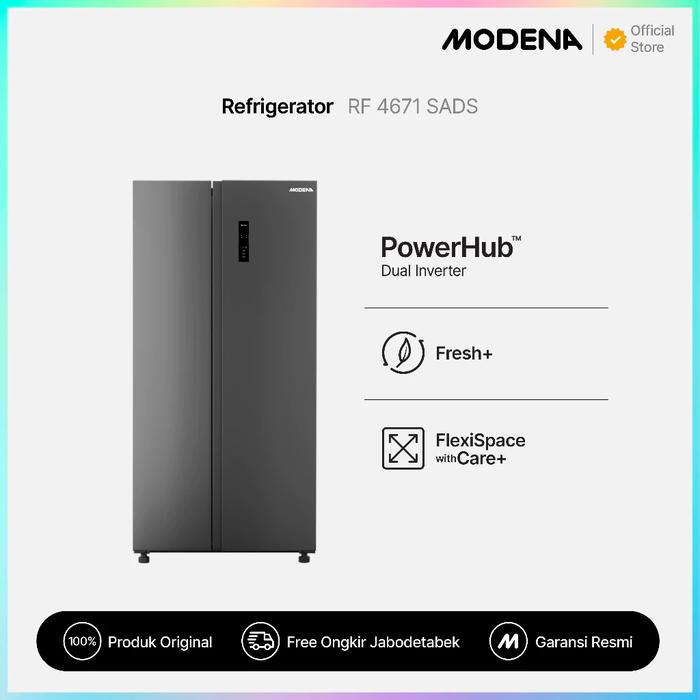 MODENA Indonesia MODENA Refrigerator Side by Side  RF 4671 SADS