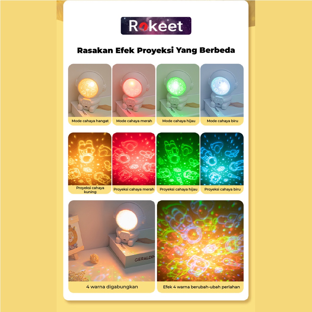 Rokeet Lampu Tidur Proyektor Astronout 5