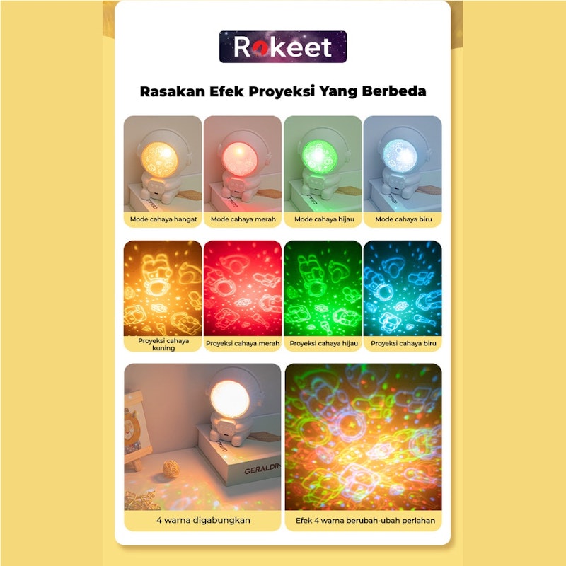 Rokeet Lampu Tidur Proyektor Astronout 5