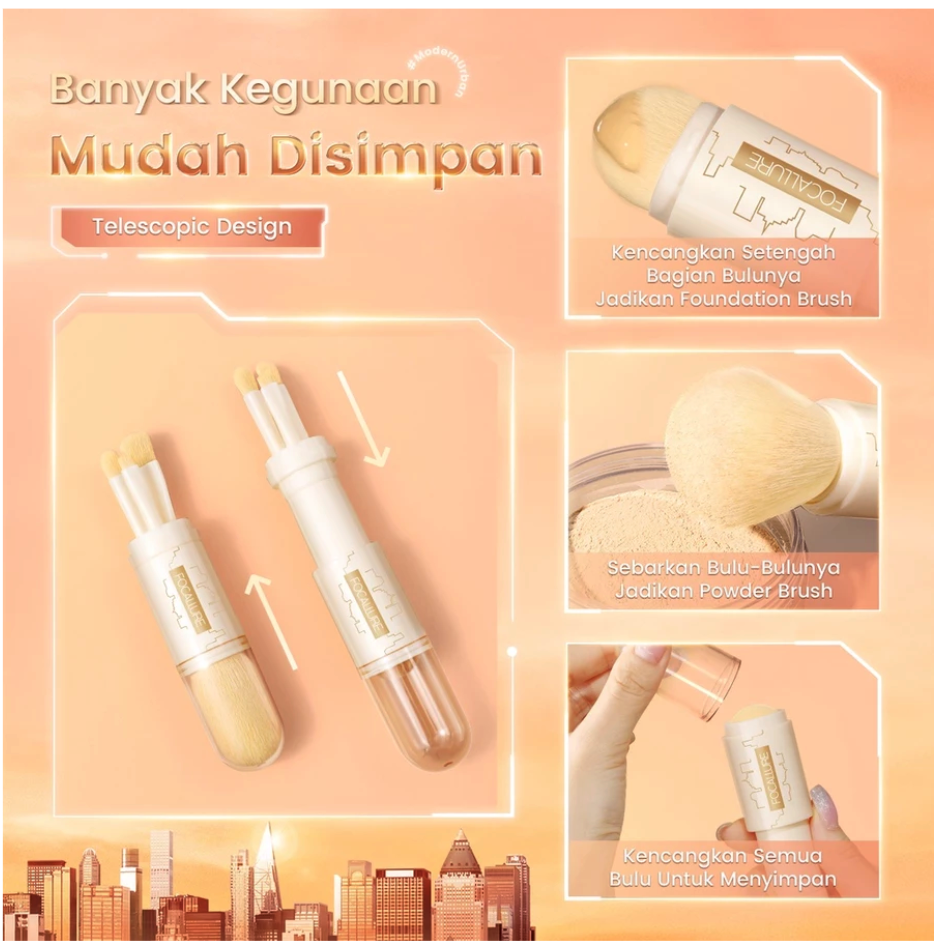 FCL Internasional Indonesia FOCALLURE #ModernUrban 4-in-1 Makeup Brush Set