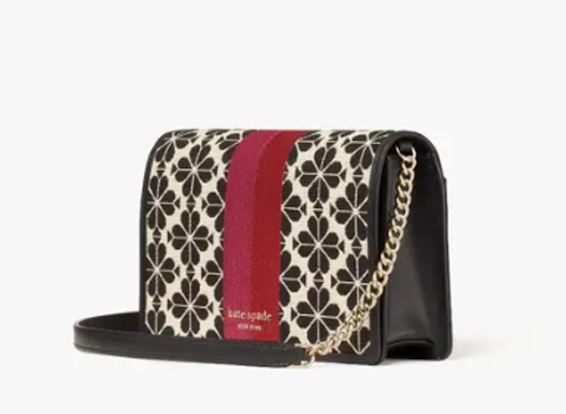 Spade Flower Jacquard Stripe Wallet on Chain 2