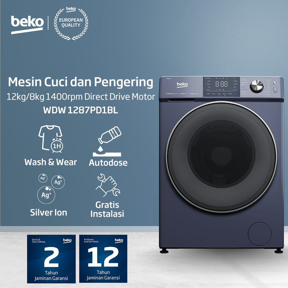 Arçelik BEKO Mesin Cuci dan Pengering WDW1287PD1BL