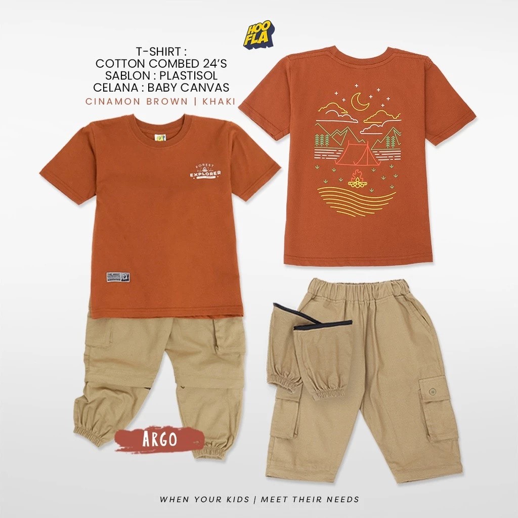 Hoofla Kids Hoofla Set Kaos Celana Cargo Anak