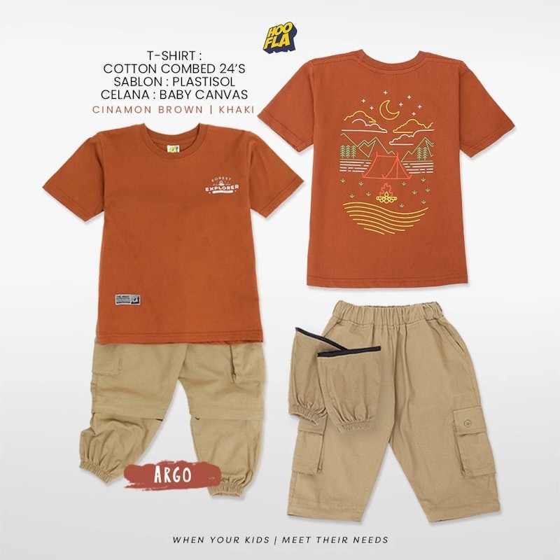 Hoofla Set Kaos Celana Cargo Anak 4