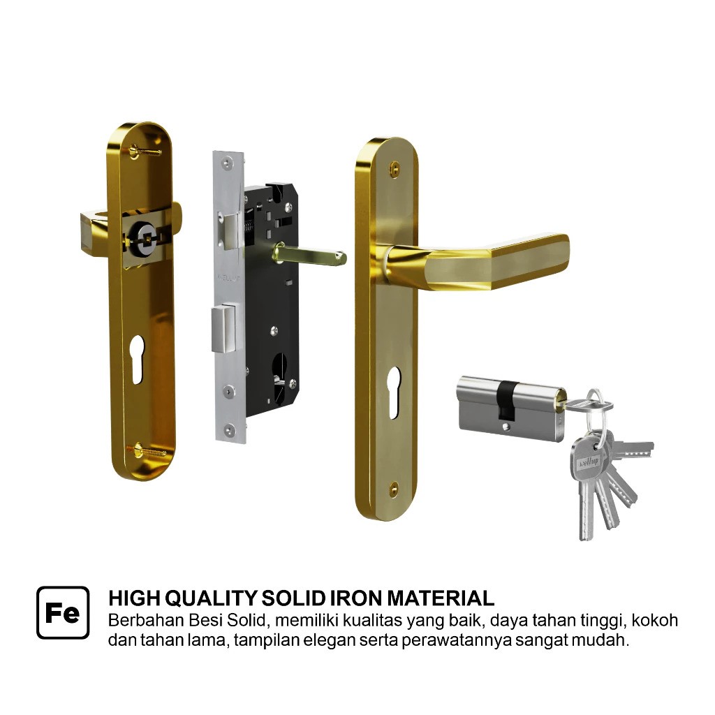  Wellup Gagang Kunci Pintu Rumah Minimalis Set HP 5801 GP Tanggung