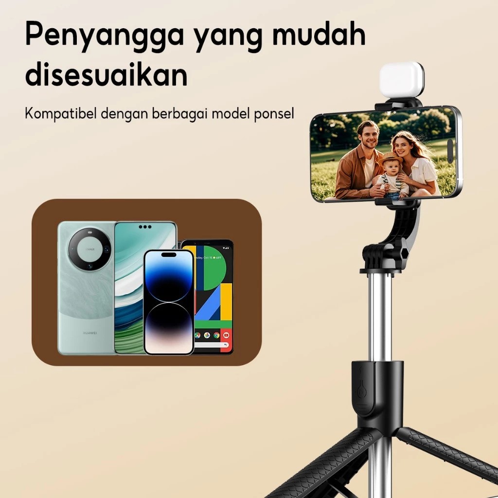 ZIVOKA Selfie Stick Tripod Tongsis + LED  2
