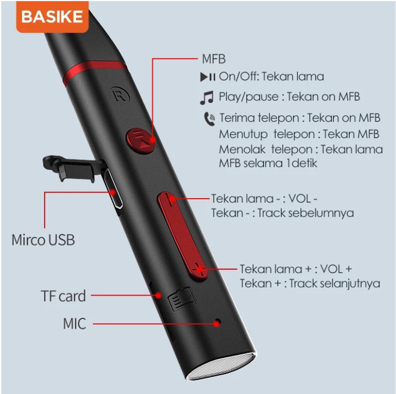 Basike Headset Bluetooth 4