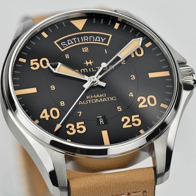 Khaki Aviation Day Date Auto 3
