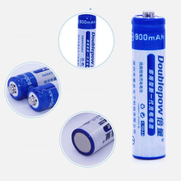 Doublepow Baterai AAA Rechargeable NiMH 900mAh 2 Pcs 2
