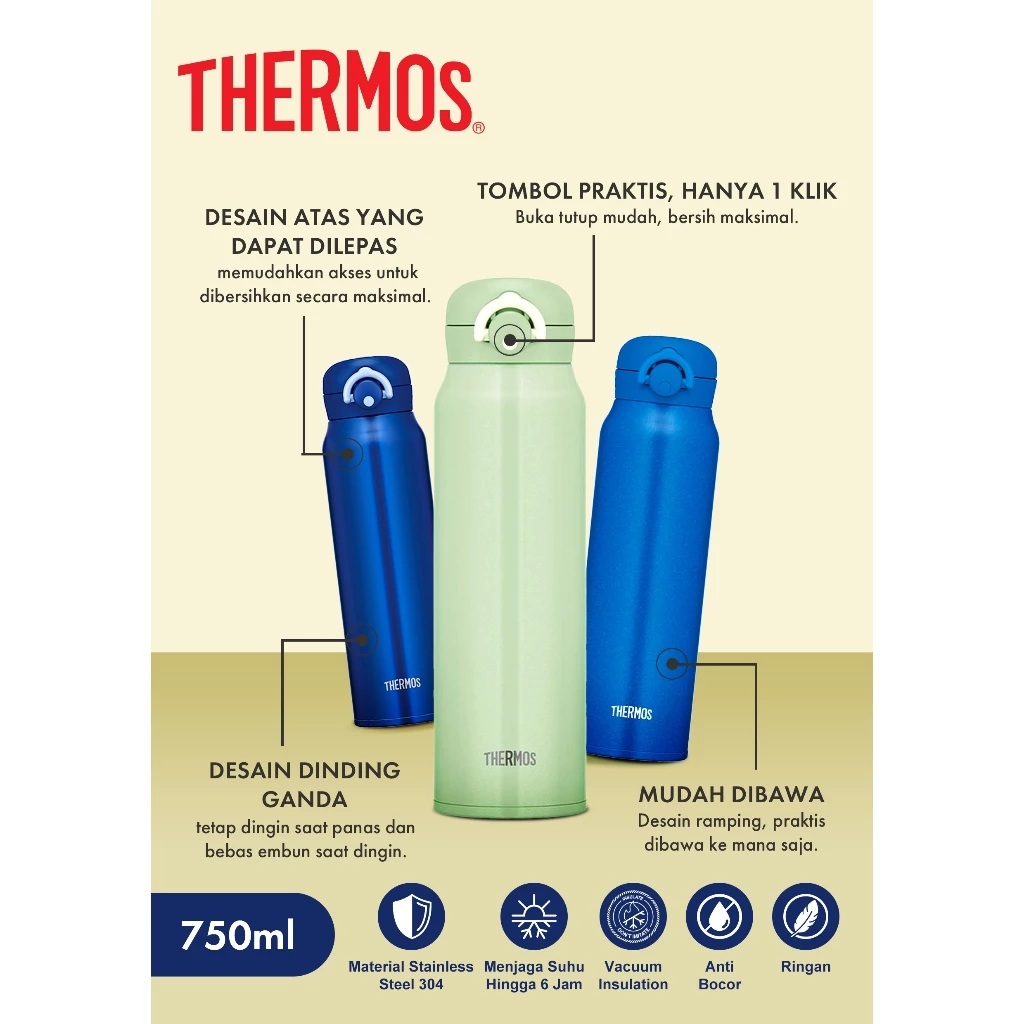 Thermos LLC Thermos Vacuum Insulated One Push Tumbler 750 ml  JNR-751