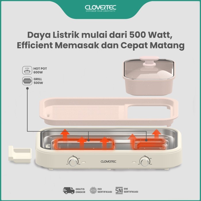  Clovertec Multicooker Grill Hotpot Fry 3 in 1  CHG-5624CM