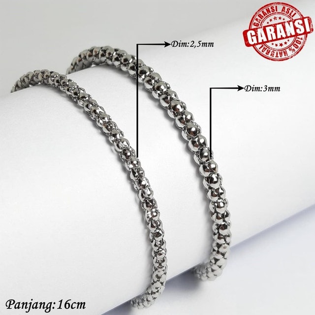 Central Grosir Gemstone Gelang Couple Titanium Silver