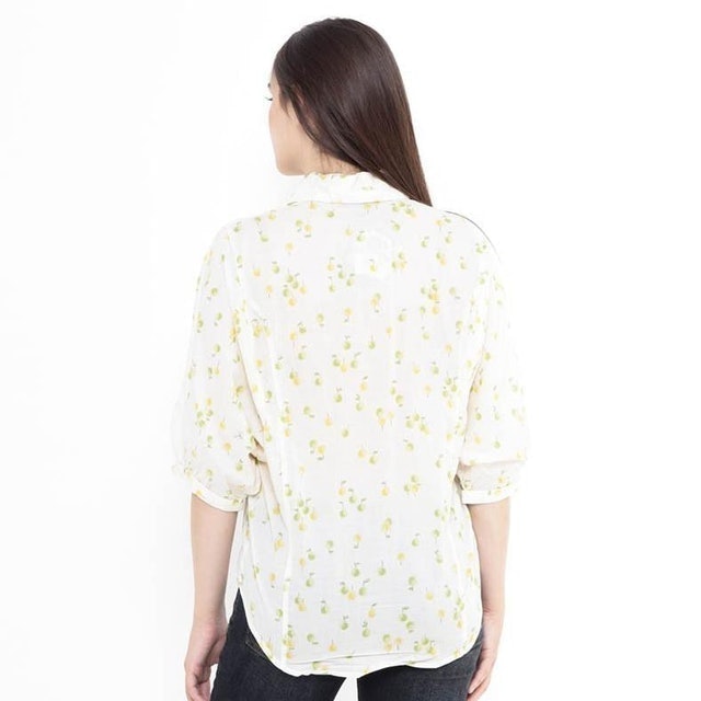 Ladies Baloon Sleeve Blouse Printing Yellow 3