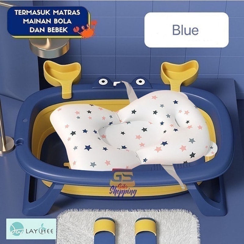 Bak Mandi Lipat Bayi + Matras Silicone Foldable Bathtub Crab 3