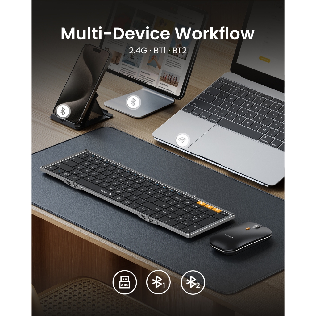 Golden Will Merchants ProtoArc Foldable Bluetooth Keyboard and Mouse Combo XKM01 