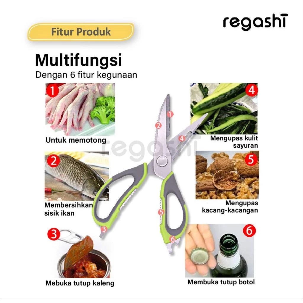 Regashi 6 in 1 Multi Purpose Kitchen Sciccors  3