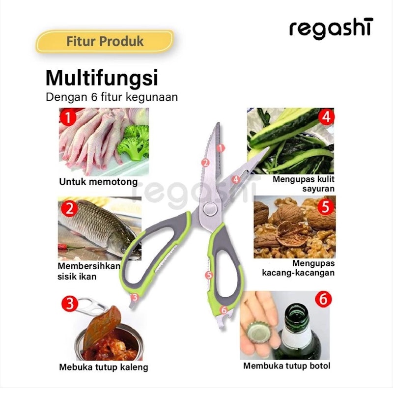 Regashi 6 in 1 Multi Purpose Kitchen Sciccors 3