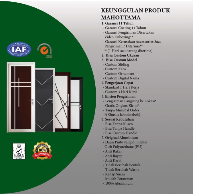 Mahottama Aluminium Suyagiri Mahottama Pintu Kamar Mandi Kaca Aluminium MAS14