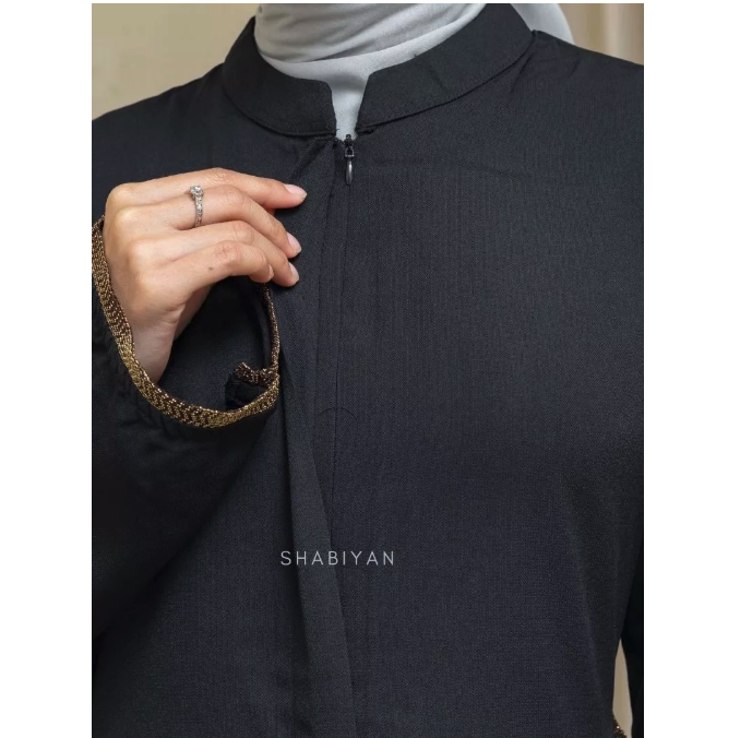  Shabiyan Gamis Hitam Polos Abaya Premium 449 
