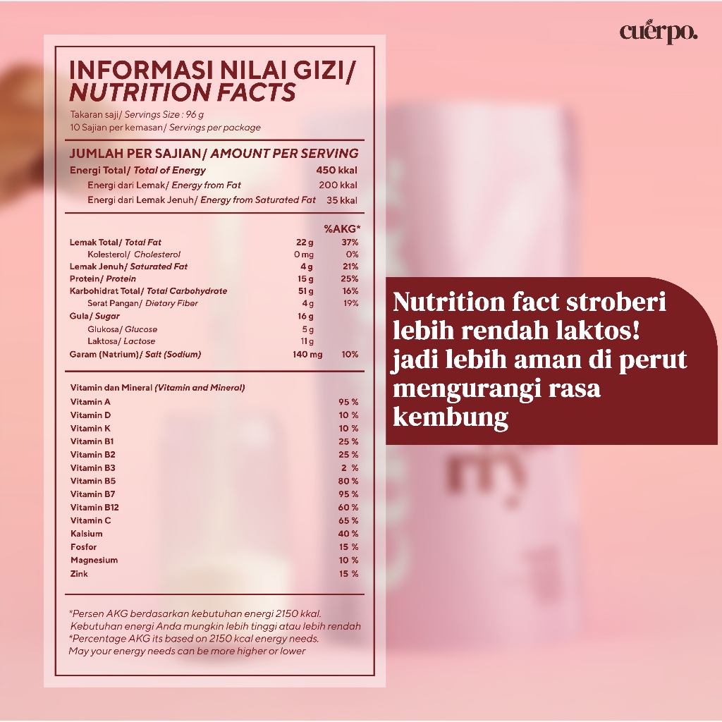 Gemuk Sehat Bahagia Cuerpo Susu Tinggi Kalori & Protein