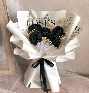 Buket Bunga Artifisial Blanc Roses Black 2