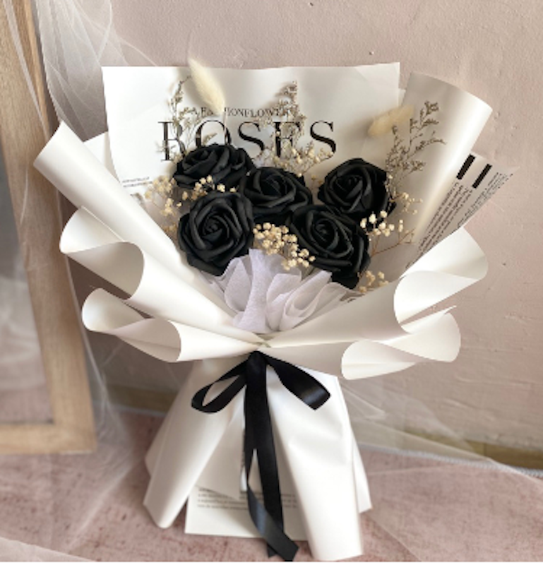 Buket Bunga Artifisial Blanc Roses Black 2
