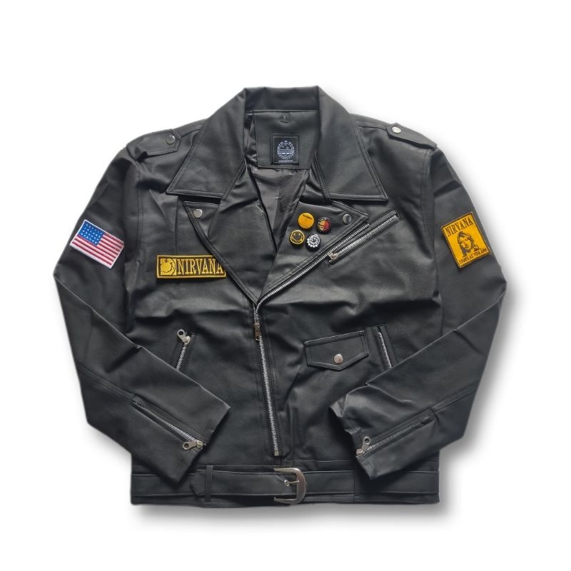 Black Collar Biker Jacket Cobain 1