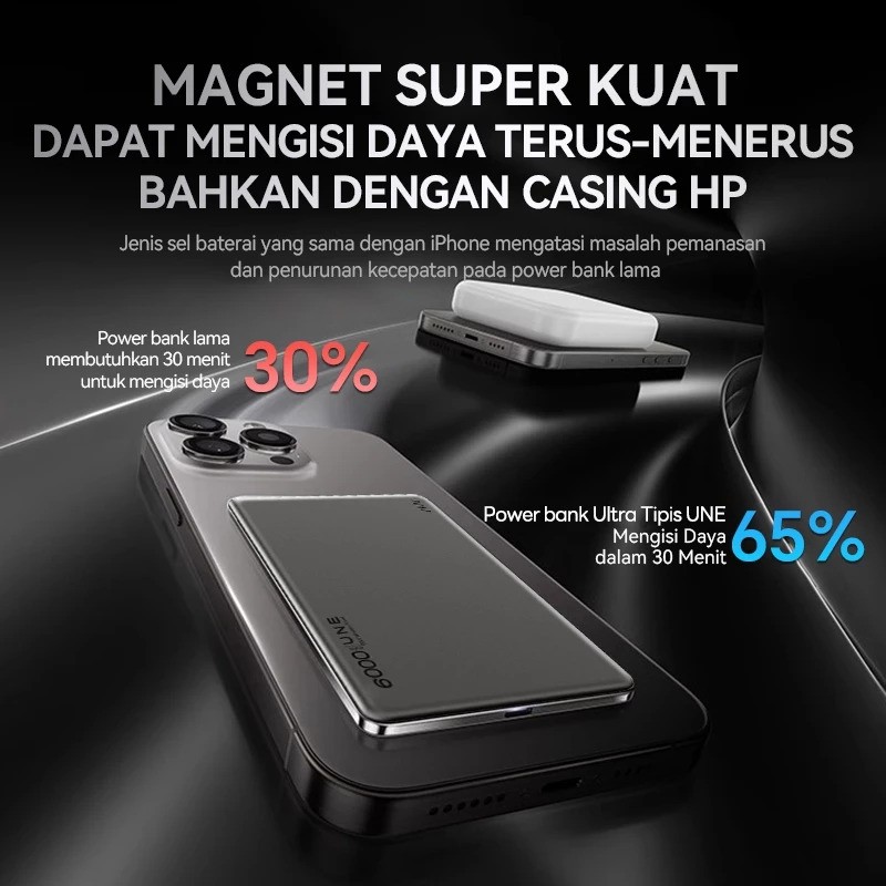 UNE 12000mah Powerbank Wireless Magnetic 4