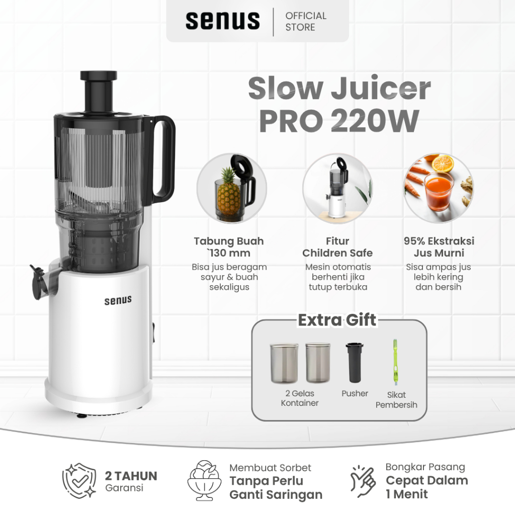 Senus Sejahtera Indonesia Senus Slow Juicer PRO 220W  ASJ 0601