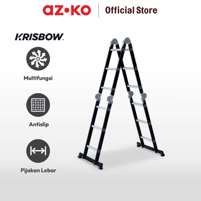 Kawan Lama Group Krisbow Tangga Lipat Aluminium Steel 3M Hitam