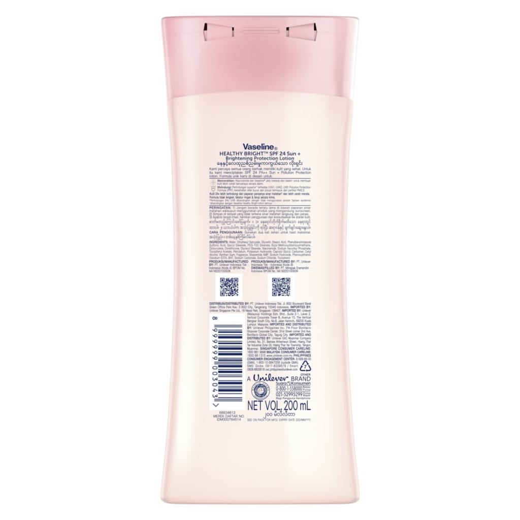 Unilever Indonesia Vaseline® Healthy Bright SPF 24 PA++ Sun+Pollution Brightening Protection Lotion