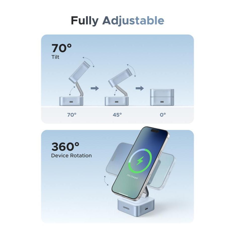 UGREEN MagFlow 2-in-1 Magnetic Wireless Charger 25W 5