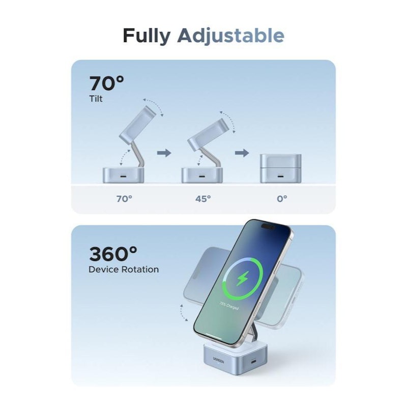 UGREEN MagFlow 2-in-1 Magnetic Wireless Charger 25W 5