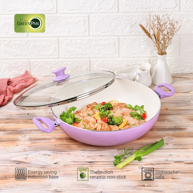 GreenPan Delight Lavender Covered Wok 32 cm 4