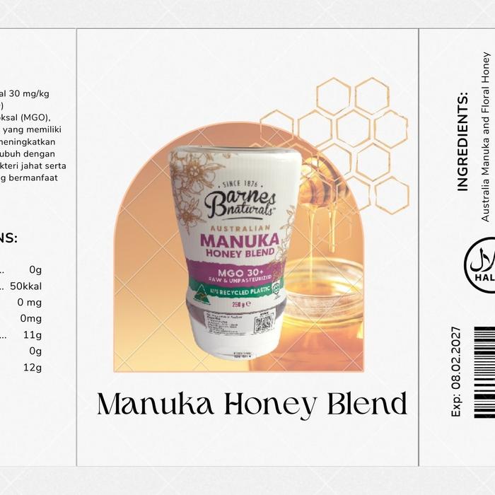 Hive + Wellness Australia Barnes Naturals Manuka Honey Blend MGO 30+