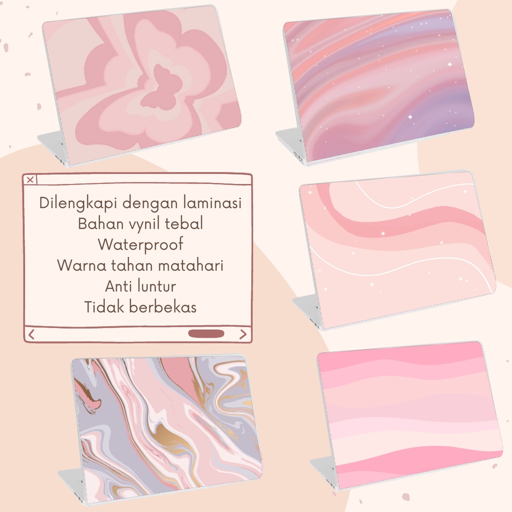 Belle Sticker Garskin Sticker Laptop Cover Protector Notebook Skin Garskin Pink Minimalis