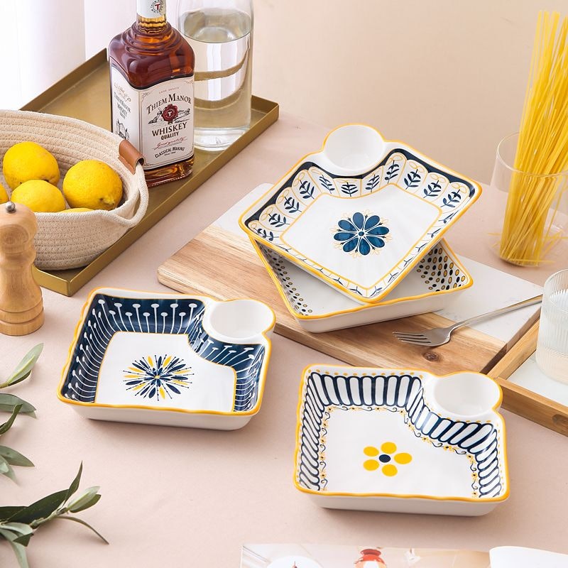 ASHOME Piring Saji Keramik Blue Flower Series 2