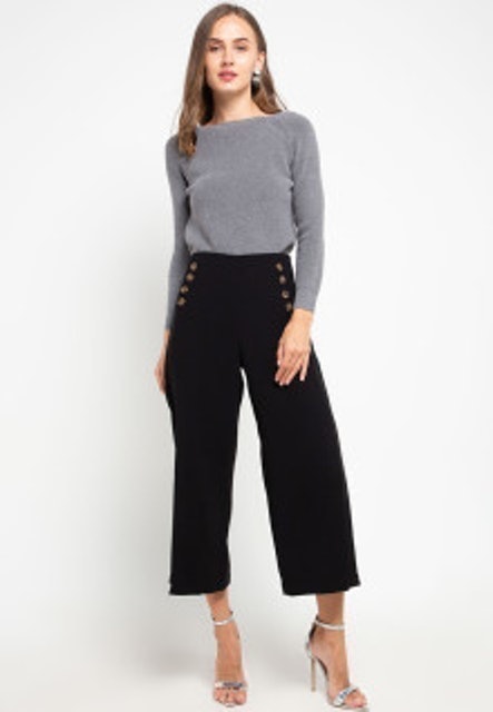 Korz Buttoned Culottes Black