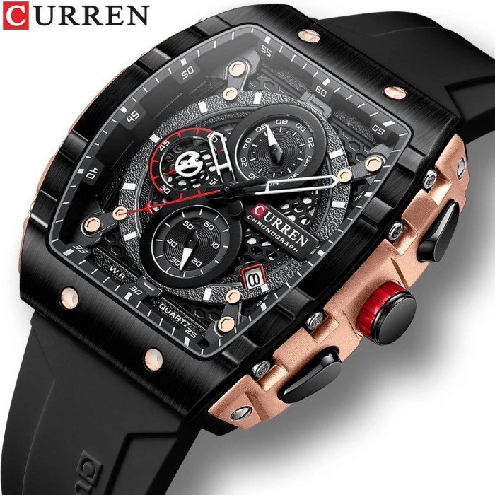 Curren Original Brand Rubber Straps Wrist Watch for Men 8442 