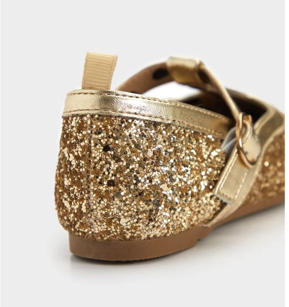 Multitrend Indo Mothercare Gold Glitter Ballerina Shoes