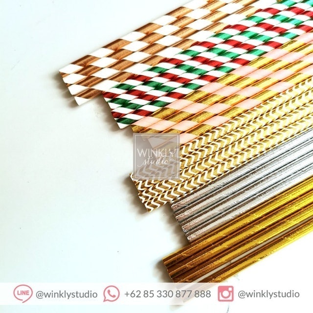 Sedotan Kertas Motif Metalik