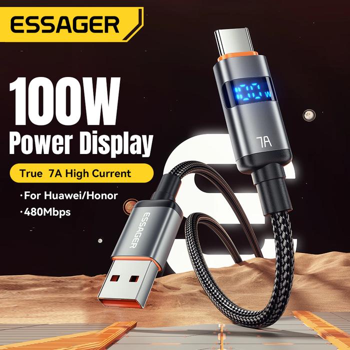 Essager Kabel Data Type-C ke Type-C dengan LED Display 100W