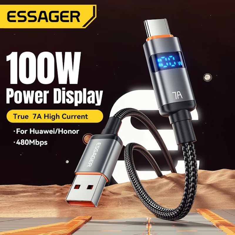Essager Kabel Data Type-C ke Type-C dengan LED Display 100W 4