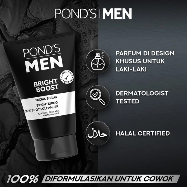 Unilever Indonesia Pond's Men Bright Boost Facial Scrub 