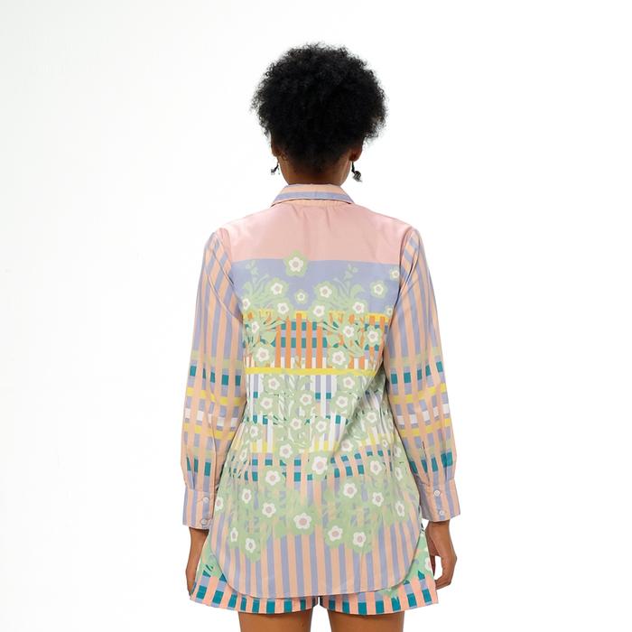 Rinda Salmun Two Wear RTW Studio Kemeja Lengan Panjang Print Picnic Playdate Peach