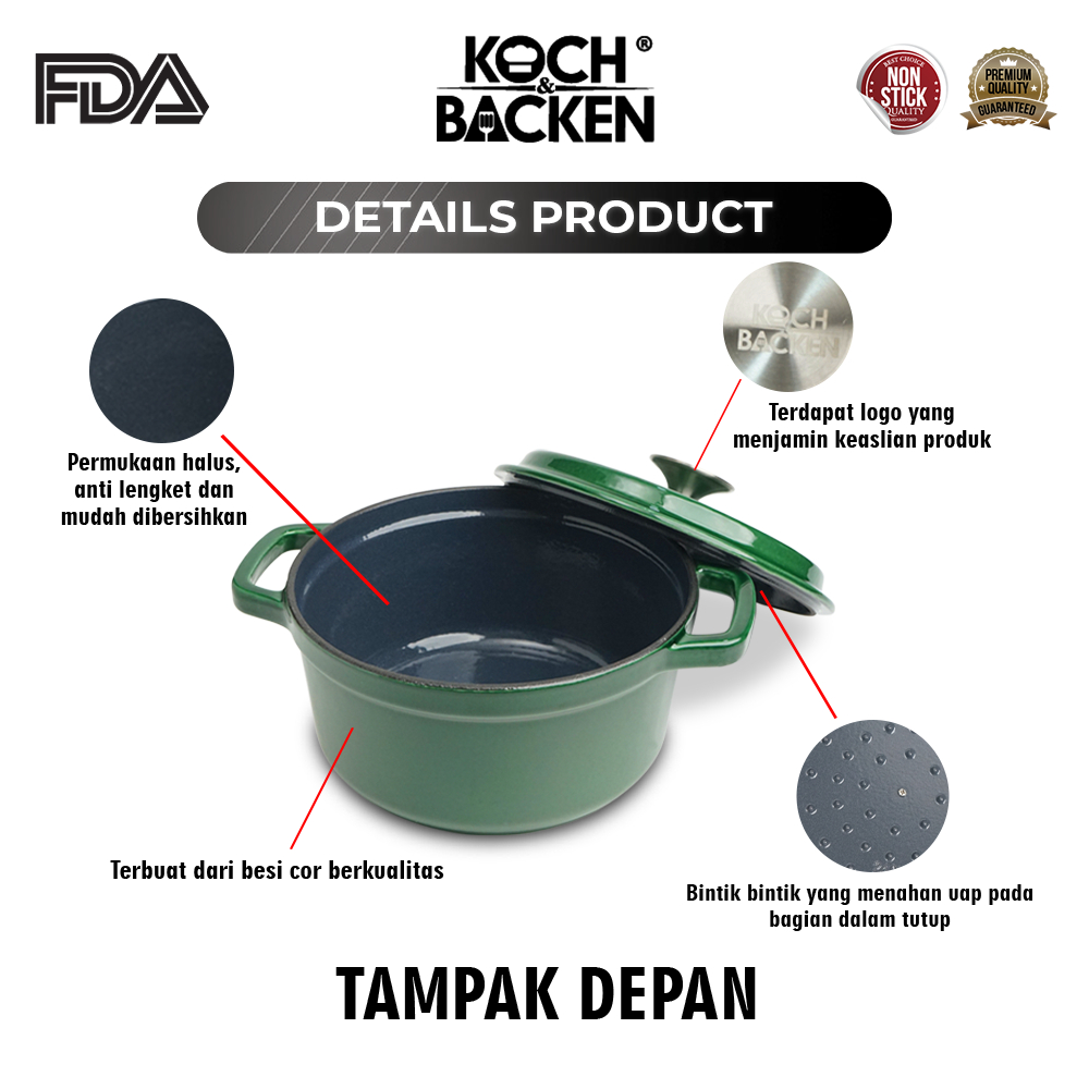 KOCH&BACKEN Enameled Cast Iron Dutch Oven 18 cm 