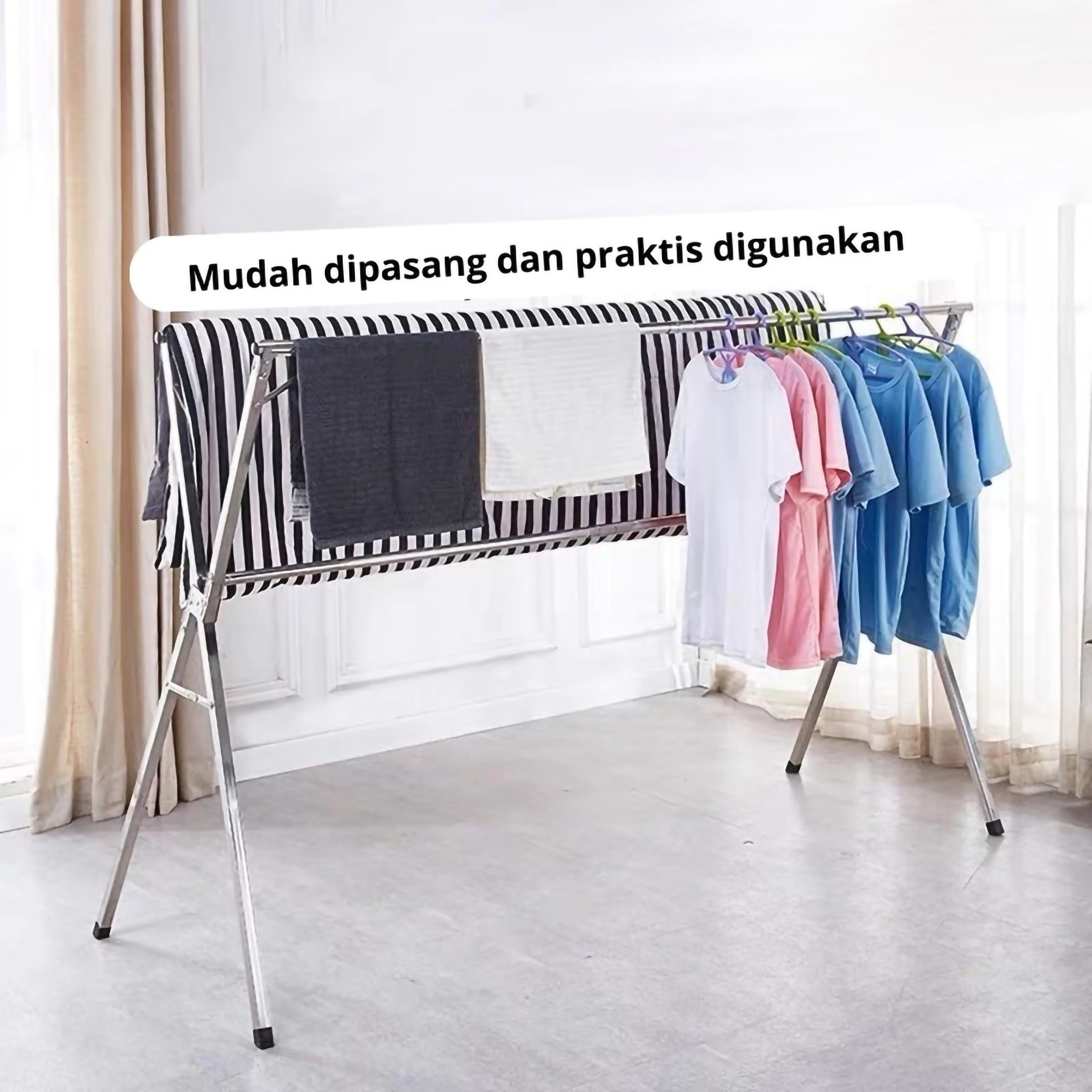  ESOK Jemuran Baju Lipat Stainless Steel