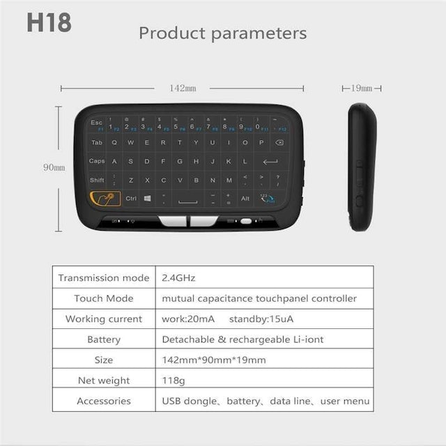 Alphun  Air Mouse Keyboard Wireless  H18
